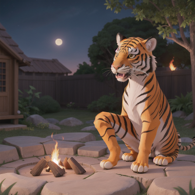 Image For Post Anime, singing, fire, zebra, moonlight, tiger, HD, 4K, AI Generated Art