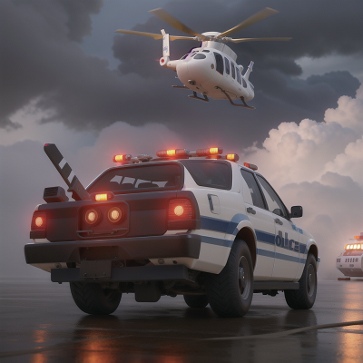 Image For Post Anime, police officer, fog, thunder, helicopter, hovercraft, HD, 4K, AI Generated Art