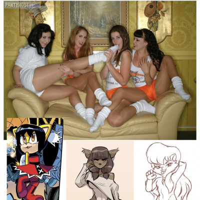 Image For Post | Requesting Honey from Sonic, Kitty Katswell, Miranda from Wakfu and Cleo from the Cadillac Cats doing catgirl hooters, have Miranda (black cat) in the sucking the toes.