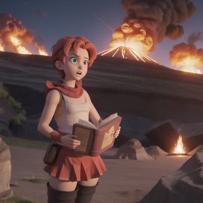 Image For Post Anime, confusion, tank, book, circus, volcanic eruption, HD, 4K, AI Generated Art