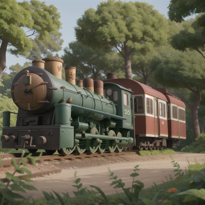 Image For Post Anime, cowboys, statue, train, fairy, forest, HD, 4K, AI Generated Art