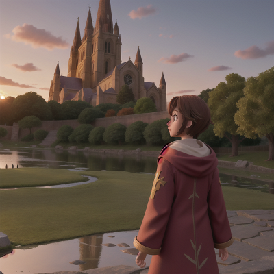 Image For Post Anime, drought, park, sunrise, wizard, cathedral, HD, 4K, AI Generated Art