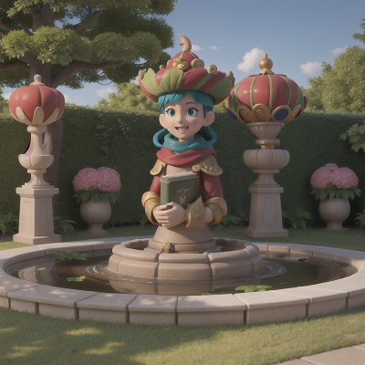 Image For Post Anime, garden, fountain, wizard, carnival, book, HD, 4K, AI Generated Art