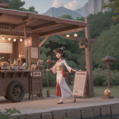 Image For Post Anime, geisha, hail, alien planet, ancient scroll, hot dog stand, HD, 4K, AI Generated Art