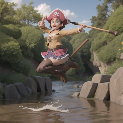 Image For Post Anime, hidden trapdoor, jumping, river, pirate, magic wand, HD, 4K, AI Generated Art