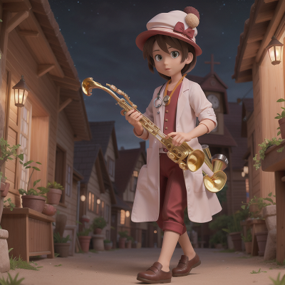 Image For Post Anime, doctor, crystal ball, hat, saxophone, village, HD, 4K, AI Generated Art