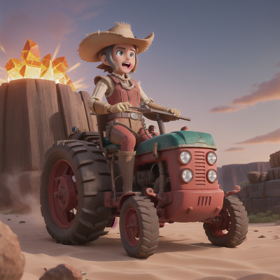 Image For Post Anime, tractor, wild west town, robot, crystal, lava, HD, 4K, AI Generated Art