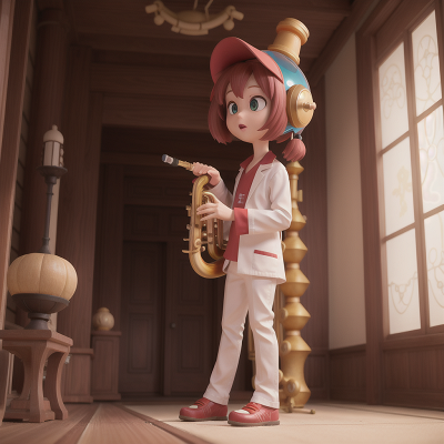 Image For Post Anime, temple, alien, scientist, book, saxophone, HD, 4K, AI Generated Art