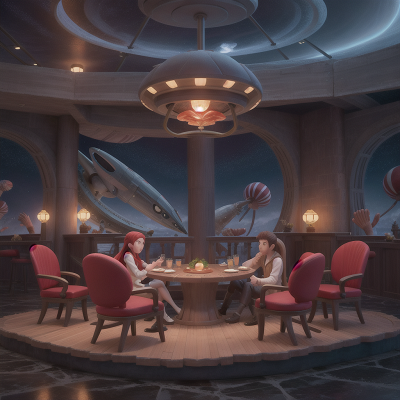 Image For Post Anime, seafood restaurant, magic portal, spaceship, artificial intelligence, holodeck, HD, 4K, AI Generated Art