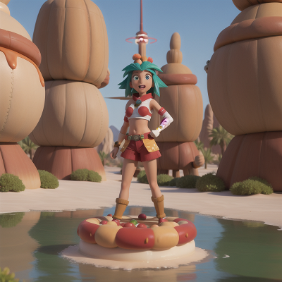 Image For Post Anime, teleportation device, hot dog stand, hovercraft, tribal warriors, desert oasis, HD, 4K, AI Generated Art