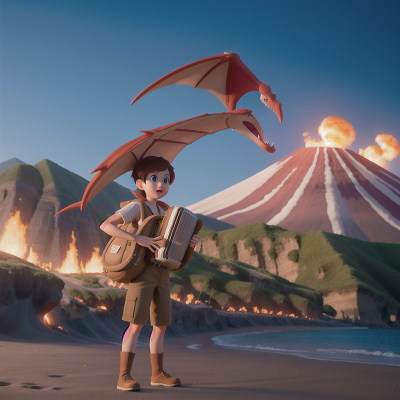Image For Post Anime, accordion, volcano, beach, pterodactyl, zookeeper, HD, 4K, AI Generated Art