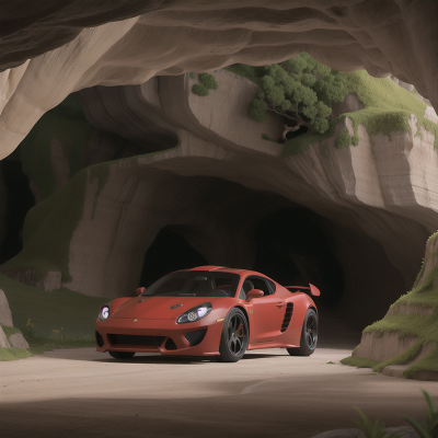 Image For Post Anime, car, cave, dragon, jumping, village, HD, 4K, AI Generated Art