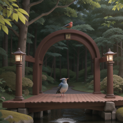 Image For Post Anime, bird, magic portal, sushi, geisha, enchanted forest, HD, 4K, AI Generated Art