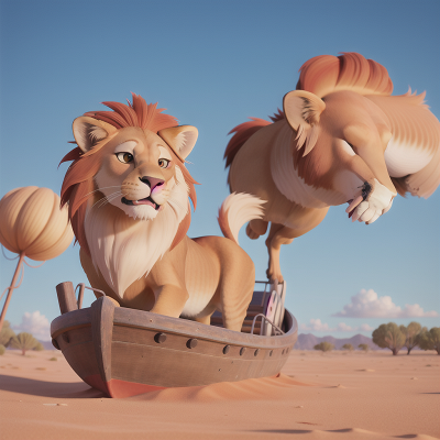 Image For Post Anime, lion, boat, kangaroo, desert, wind, HD, 4K, AI Generated Art