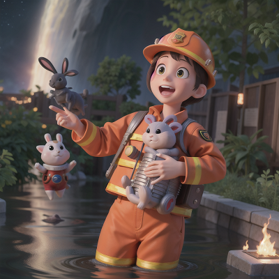 Image For Post Anime, flood, firefighter, accordion, space, rabbit, HD, 4K, AI Generated Art