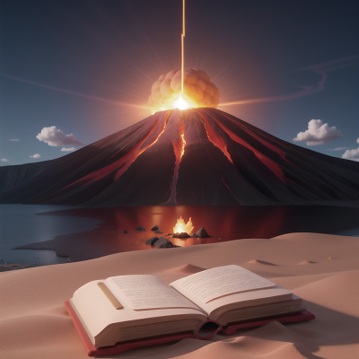 Image For Post Anime, spell book, volcanic eruption, solar eclipse, beach, crystal, HD, 4K, AI Generated Art