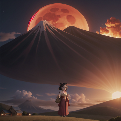 Image For Post Anime, farm, fox, volcano, solar eclipse, geisha, HD, 4K, AI Generated Art
