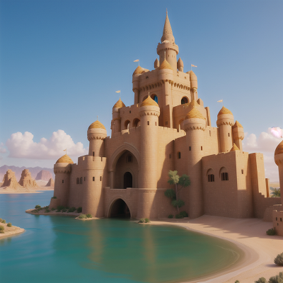 Image For Post Anime, desert oasis, medieval castle, sabertooth tiger, swimming, futuristic metropolis, HD, 4K, AI Generated Art