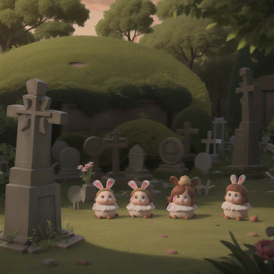 Image For Post Anime, queen, haunted graveyard, drought, rabbit, cavemen, HD, 4K, AI Generated Art