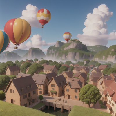Image For Post Anime, village, angel, holodeck, balloon, city, HD, 4K, AI Generated Art