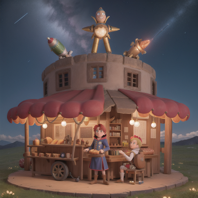 Image For Post Anime, spell book, cyborg, knights, meteor shower, hot dog stand, HD, 4K, AI Generated Art