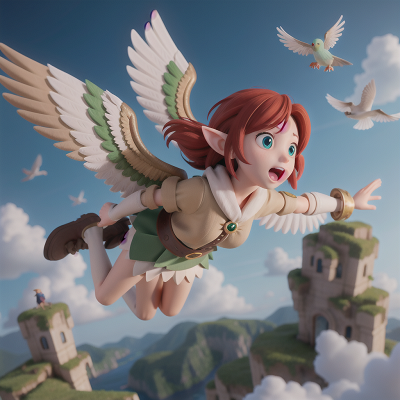Image For Post Anime, bird, flying, elf, bravery, flood, HD, 4K, AI Generated Art
