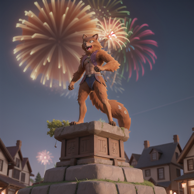 Image For Post Anime, success, teleportation device, market, werewolf, fireworks, HD, 4K, AI Generated Art