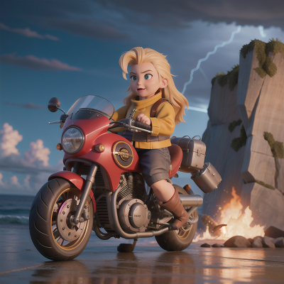 Image For Post Anime, storm, motorcycle, ocean, dwarf, firefighter, HD, 4K, AI Generated Art