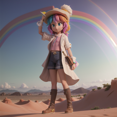 Image For Post Anime, desert, rainbow, scientist, unicorn, hat, HD, 4K, AI Generated Art