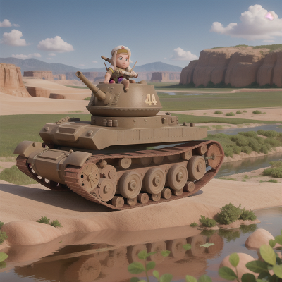 Image For Post Anime, tank, farmer, river, desert, dwarf, HD, 4K, AI Generated Art