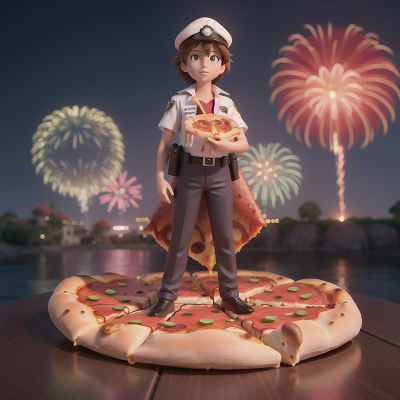 Image For Post Anime, pizza, police officer, zebra, crystal ball, fireworks, HD, 4K, AI Generated Art