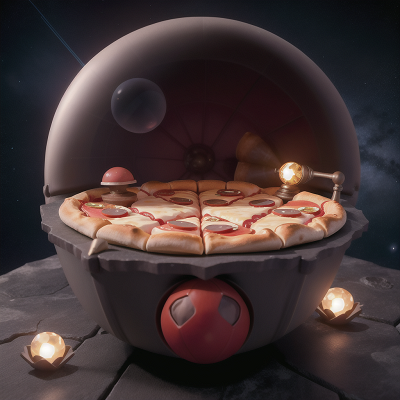 Image For Post Anime, vampire's coffin, crystal ball, spaceship, meteor shower, pizza, HD, 4K, AI Generated Art