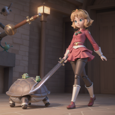 Image For Post Anime, robotic pet, princess, police officer, sword, turtle, HD, 4K, AI Generated Art