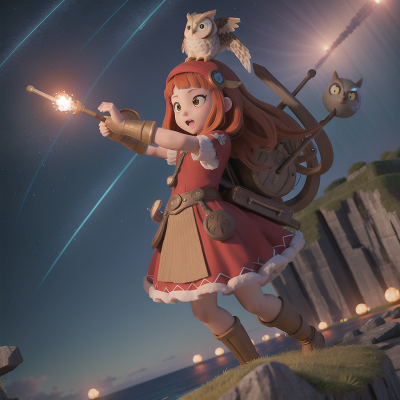 Image For Post Anime, bravery, meteor shower, owl, ocean, vikings, HD, 4K, AI Generated Art