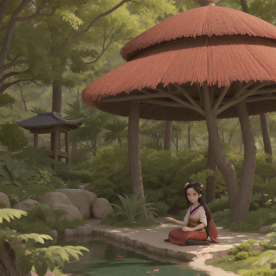 Image For Post Anime, geisha, forest, island, desert oasis, zookeeper, HD, 4K, AI Generated Art