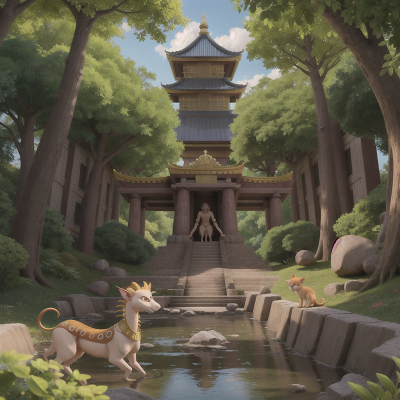 Image For Post Anime, pharaoh, chimera, tsunami, temple, enchanted forest, HD, 4K, AI Generated Art
