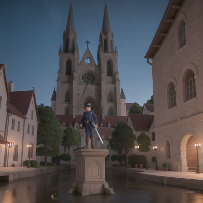 Image For Post Anime, police officer, cathedral, sword, space, boat, HD, 4K, AI Generated Art