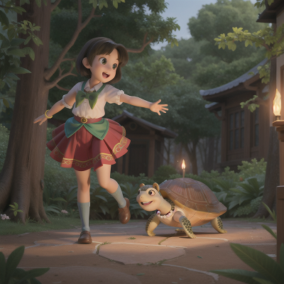 Image For Post Anime, teacher, flying carpet, joy, turtle, enchanted forest, HD, 4K, AI Generated Art