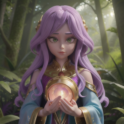 Image For Post | Anime, manga, Mysterious planet guardian, flowing lavender hair and shimmering golden eyes, deep within a lush alien forest, surrounded by ethereal creatures, an ancient tree emitting magical energy, draping robes adorned with celestial motifs, otherworldly and mesmerizing art style, serene and enchanting atmosphere - [AI Art, Anime Galactic Overlords ](https://hero.page/examples/anime-galactic-overlords-stable-diffusion-prompt-library)