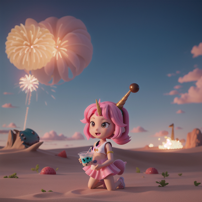Image For Post Anime, bubble tea, shark, desert, unicorn, fireworks, HD, 4K, AI Generated Art