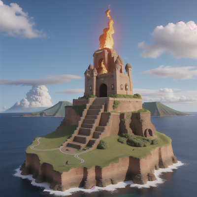 Image For Post Anime, gladiator, volcano, ocean, castle, dwarf, HD, 4K, AI Generated Art