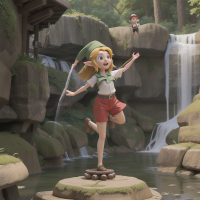 Image For Post Anime, waterfall, mechanic, hot dog stand, jumping, elf, HD, 4K, AI Generated Art