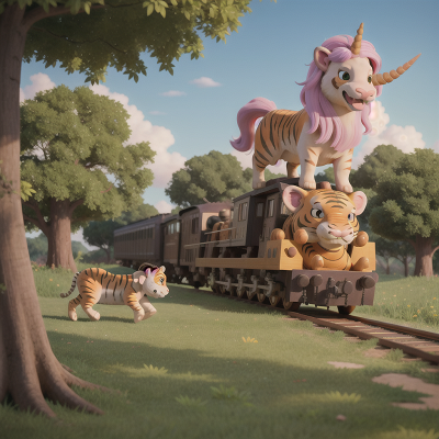 Image For Post Anime, unicorn, sabertooth tiger, train, farmer, elephant, HD, 4K, AI Generated Art