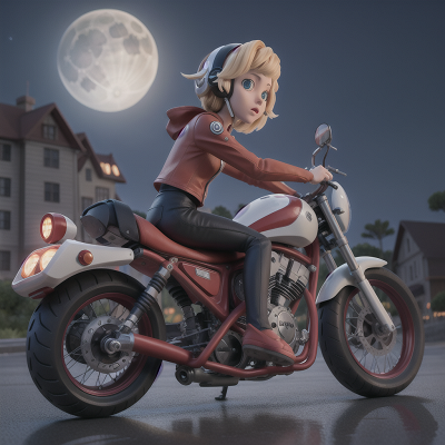 Image For Post Anime, scientist, bicycle, motorcycle, ghost, moonlight, HD, 4K, AI Generated Art