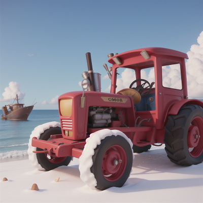 Image For Post Anime, tractor, treasure, snow, boat, beach, HD, 4K, AI Generated Art