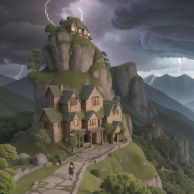 Image For Post Anime, mountains, storm, ogre, thunder, garden, HD, 4K, AI Generated Art