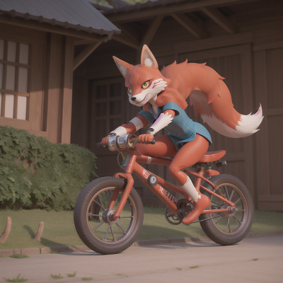 Image For Post Anime, maze, bicycle, flying, cyborg, fox, HD, 4K, AI Generated Art