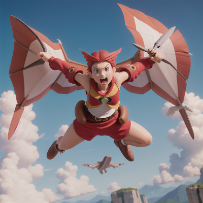 Image For Post Anime, flying, pterodactyl, key, energy shield, jumping, HD, 4K, AI Generated Art