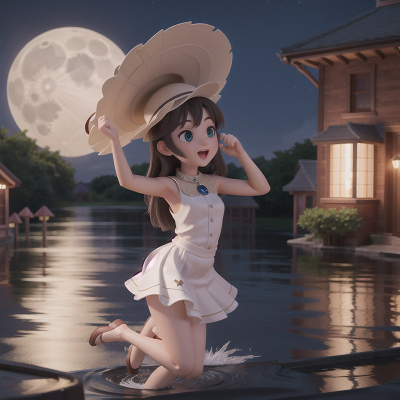 Image For Post Anime, moonlight, hat, dancing, piano, flood, HD, 4K, AI Generated Art