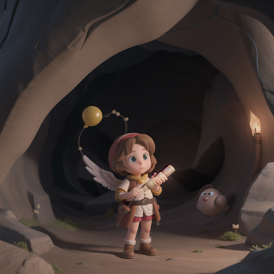 Image For Post Anime, angel, telescope, cave, balloon, ancient scroll, HD, 4K, AI Generated Art